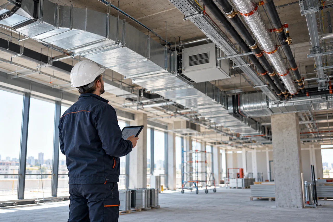 Illustration IA : ingénieur en inspection des réseaux CVC