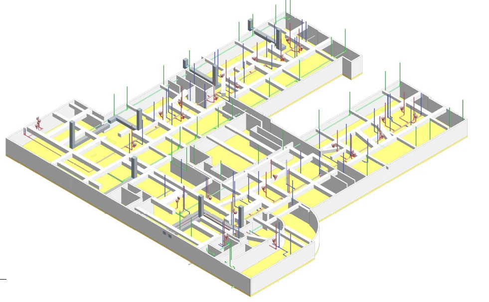 Maquette Revit des réseaux techniques de l’opération de 135 logements à Villejuif